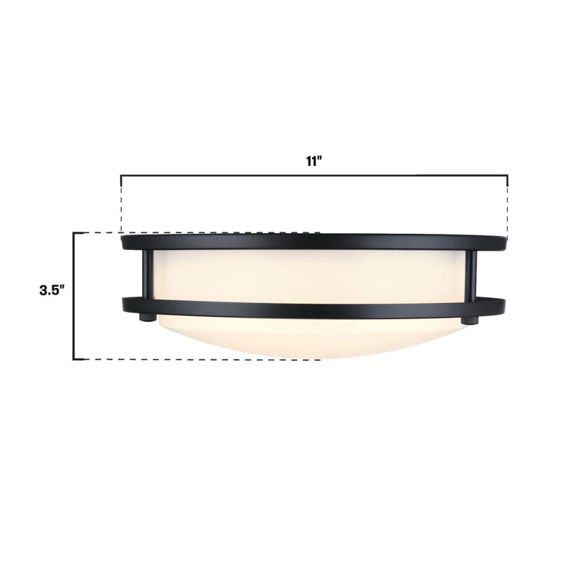 16 Inch 23 Watt LED Indoor Flush Mount Ceiling Fixture with Colour Temperature Selection, Matte Black Finish, Frosted Acrylic Shade