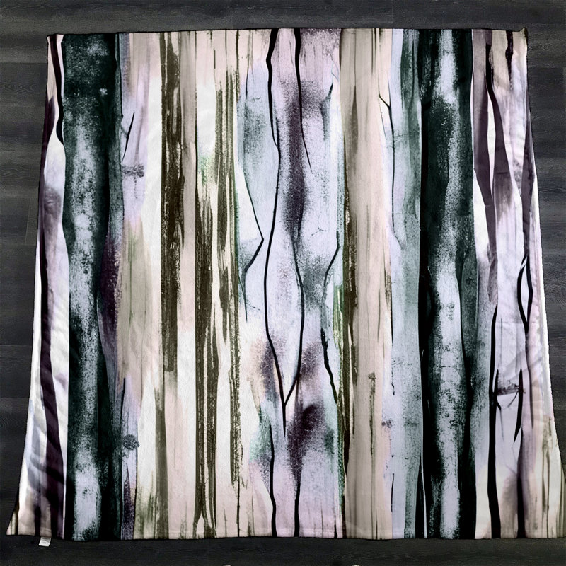 Throw Blanket, 68" W x 80" L, Striped/Abstract, Yellow/Gray/Purple