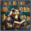 Reproduction d'art sur toile encadrée, "Traditional Bear Reading in Library" par The Creative Bunch Studio-1853525234