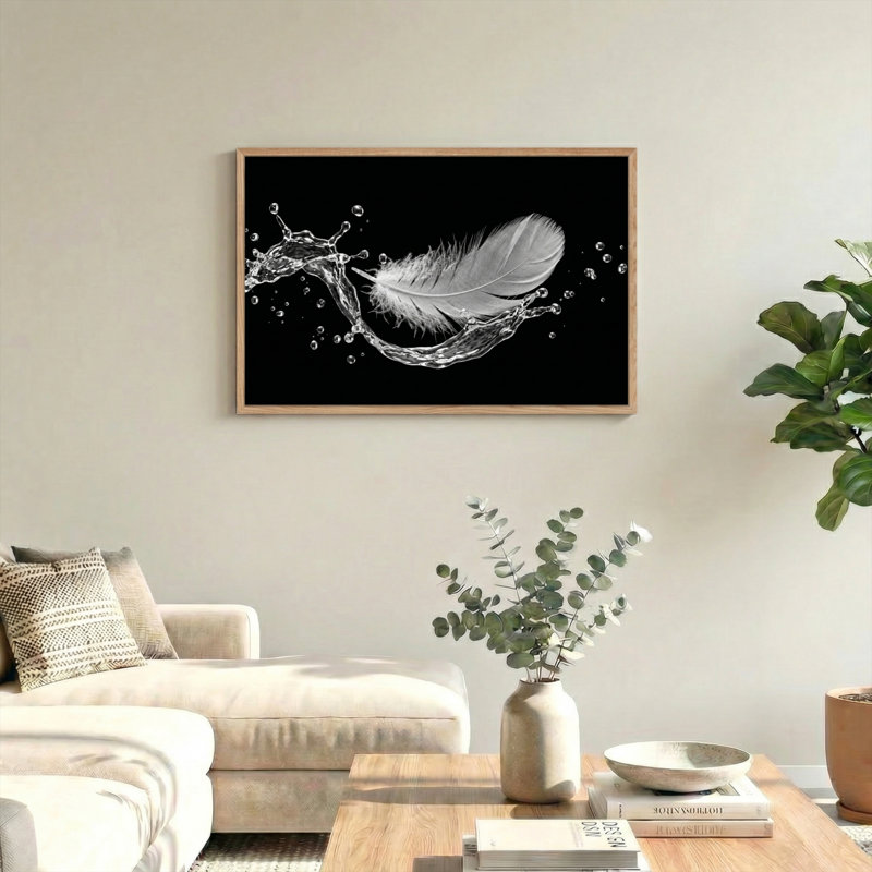 Feather Splash, reproduction d'art sur toile, ensemble de 1, Naturel, H 18 po x l 24 po