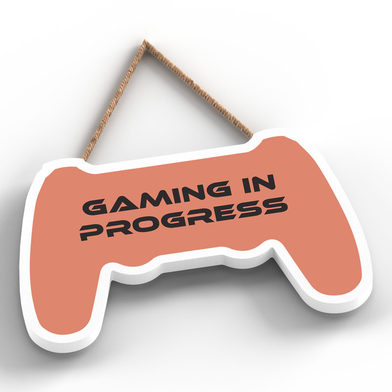 Gaming in Progress Wall Décor Wooden Controller Plaque, Orange