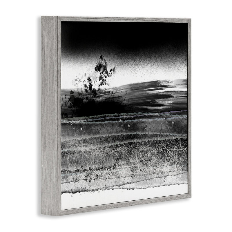 Giclée encadrée monochrome Dusty Landscape, conception par Atelier Posters, Estampe numérique Farmhouse, H 17 po x l 17 po