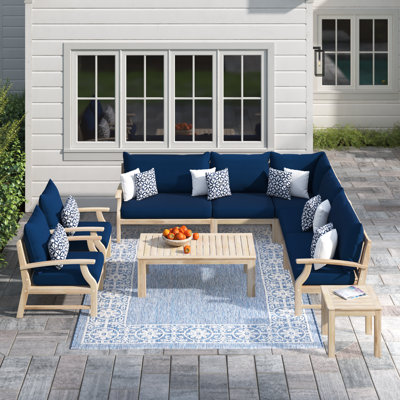 Paulet 9 Piece Sectional Seating Group With Sunbrella Cushion Covers