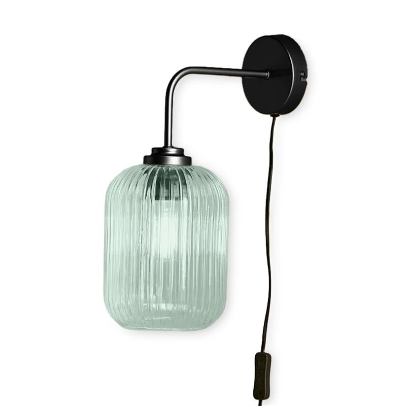 Showstead Plug in Wall Light Gold - Smoked Glass, Black, Sage Green