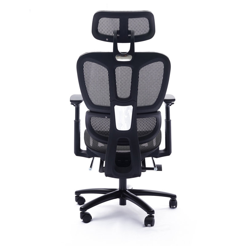 Chaise de bureau ergonomique réglable en filet noir avec appui-tête et repose-pieds, chaise de bureau d'ordinateur
