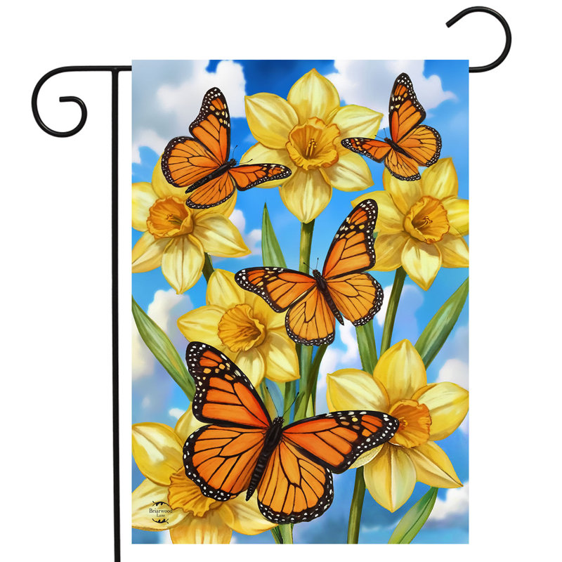 Drapeau du jardin des papillons monarques, Printemps orange/noir/jaune