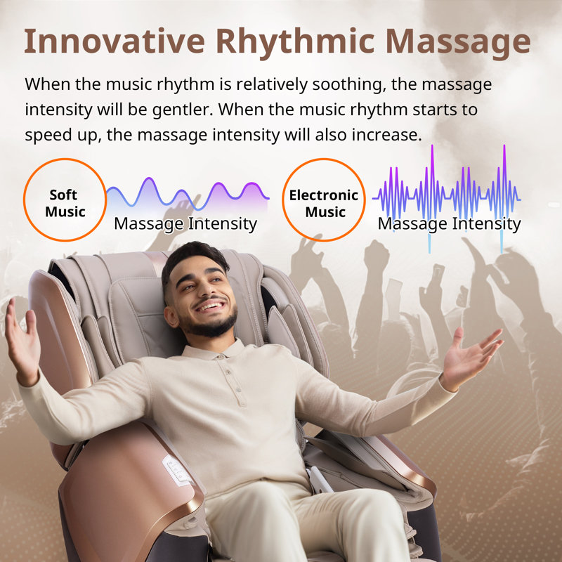 2025 4D Massage Chair for Full Body, Zero Gravity Recliner with Dual Mechanism, Extended SL-Track, Upgraded Foot Roller Massage with Waist and Shawl Heating, Music Sync with Hi-Fi Bluetooth Speaker