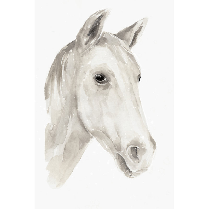 Ivory Stallion I - Painting on Canvas, 30 cm H x 20 cm W, Wrapped Canvas