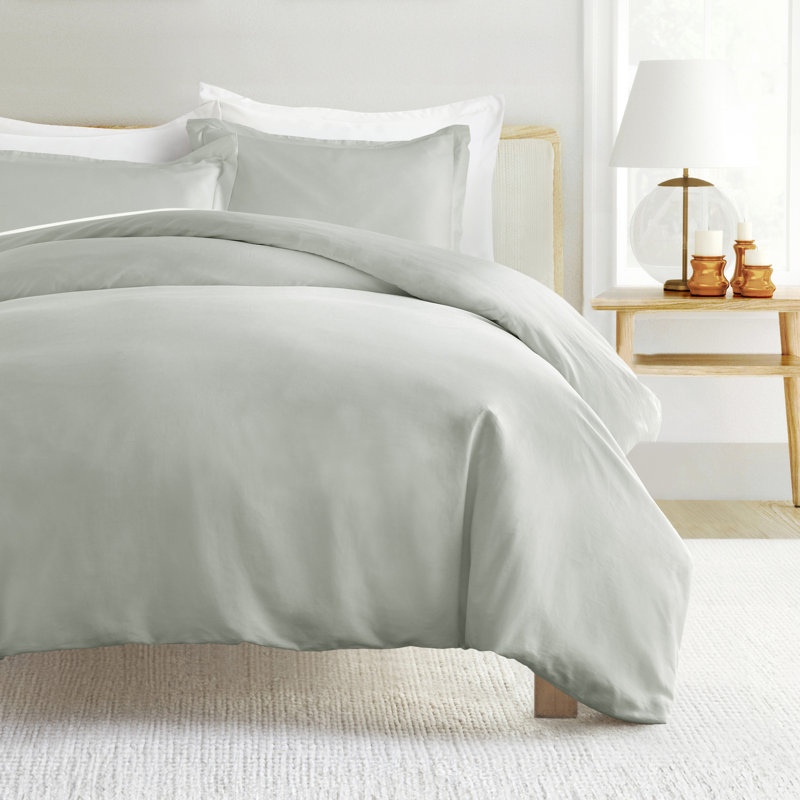 Premium 300TC Brushed Cotton Comforter & Duvet Cover Set, Queen Duvet Cover & Insert + 2 Standard Shams, Green