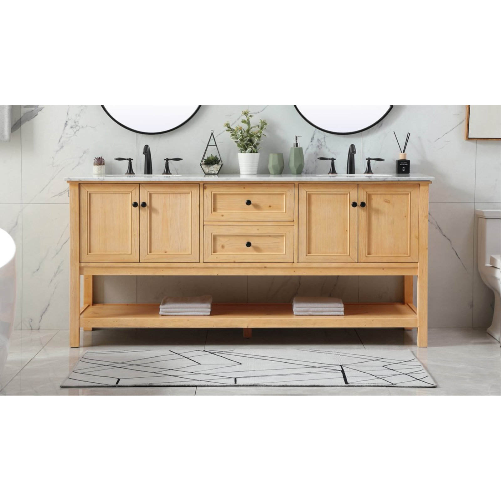 Bonsai 72'' Double Bathroom Vanity, Natural