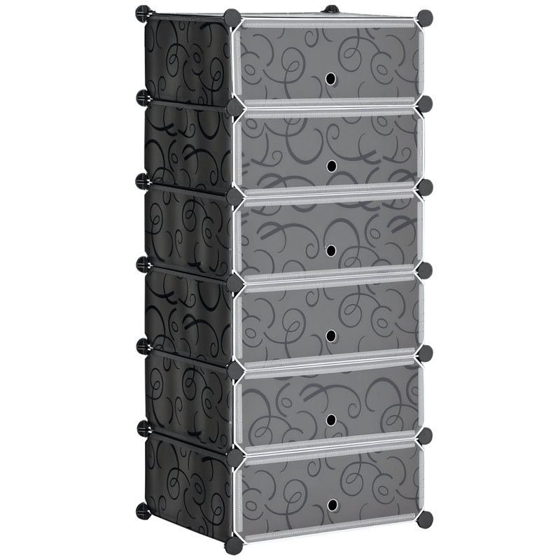 6 Pair Shoe Storage Box, Black