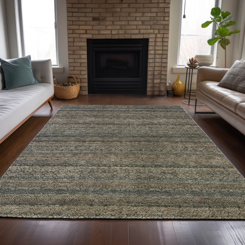Tapis chocolat intérieur / extérieur lavable à la machine Xhevrie, Rectangle 10 pi x 14 pi