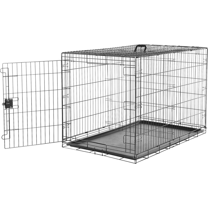 Cage pour chien durable et pliable en métal avec plateau, porte simple