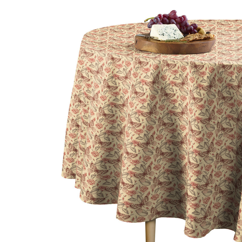 Ashanti Natural Butterflies Tablecloth, 84" L x 84" W