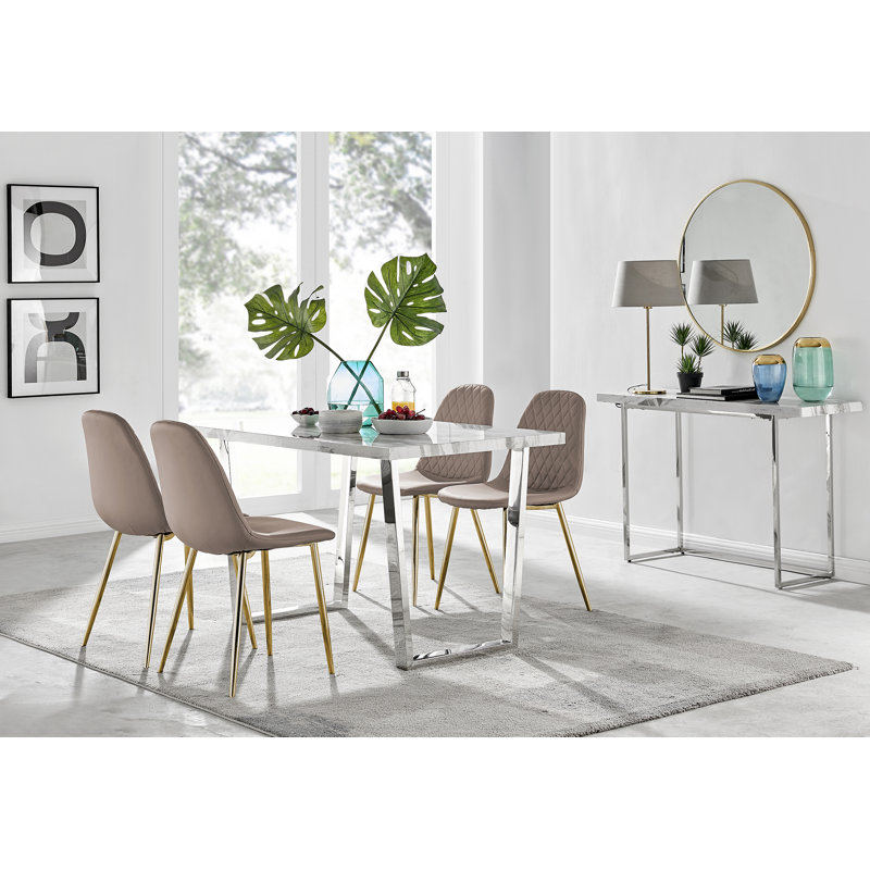 Ensemble repas pour quatre personnes, Cappuccino / Or