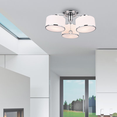 Aiana 24" in Chrome Flush Mount Light for Living Room, Dining Room, or Entryway – 3-Light with E26 Bulb Base
