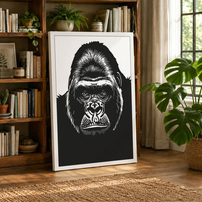 Gorilla Confrontation Modern - Wrapped Canvas, 36x24 - 91.4 x 61.0 cm, Sage Border