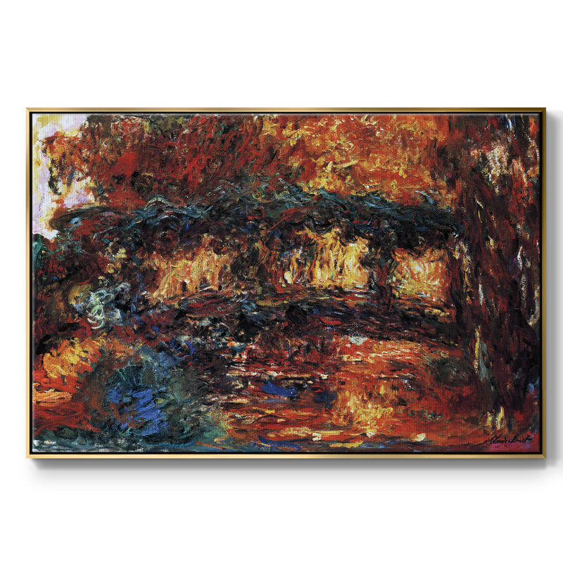 Le pont japonais encadré sur toile par Claude Monet, H 25 po x l 37 po x P 2 po, Or