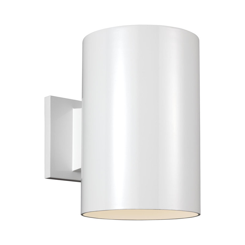 Outdoor Cylinders Small LED Wall Lantern from Visual Comfort Studio, 7.25" H x 5.13" W x 5.13" D, White