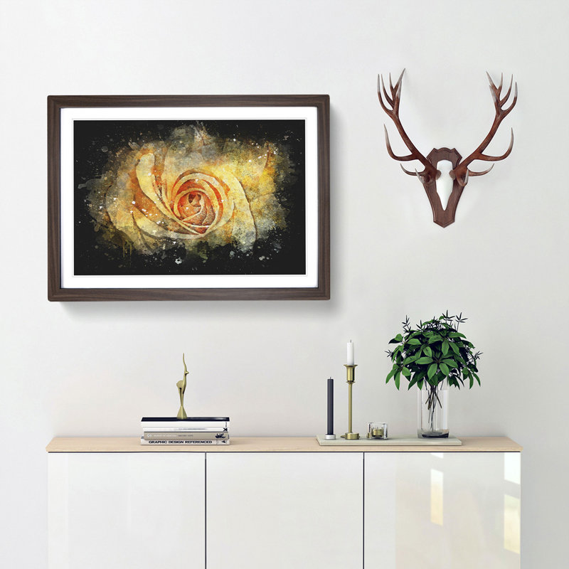 Yellow Rose - Framed Print, 24cm H x 33cm W x 2cm D, Walnut Framed