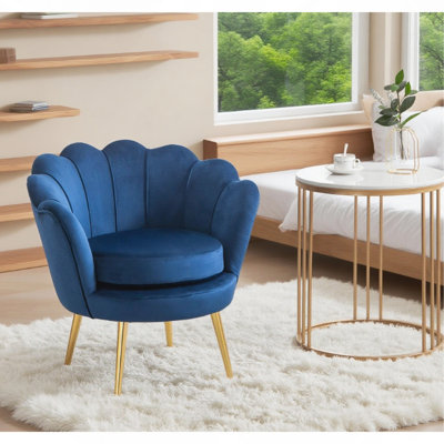 Fauteuil en velours, fauteuil d'appoint moderne, fauteuil demi-tonneau confortable