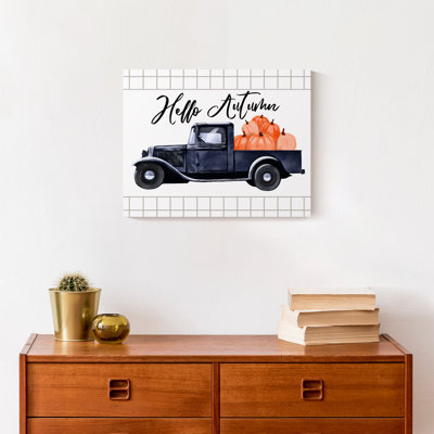 «Hello Autumn Pumpkin Truck», peinture sur toile