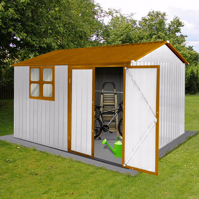 Metal Garden Sheds 10Ftx8ft Outdoor Storage Sheds With Window, 123.36" H x 102.36" W x 81.1" D