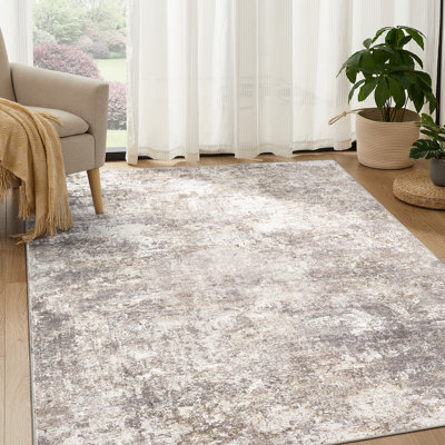  Dagmar Tapis lavable à la machine Abstrait moderne à poils courts Tapis intérieur neutre antidérapant pour chambre à coucher, salle à manger, bureau à la maison