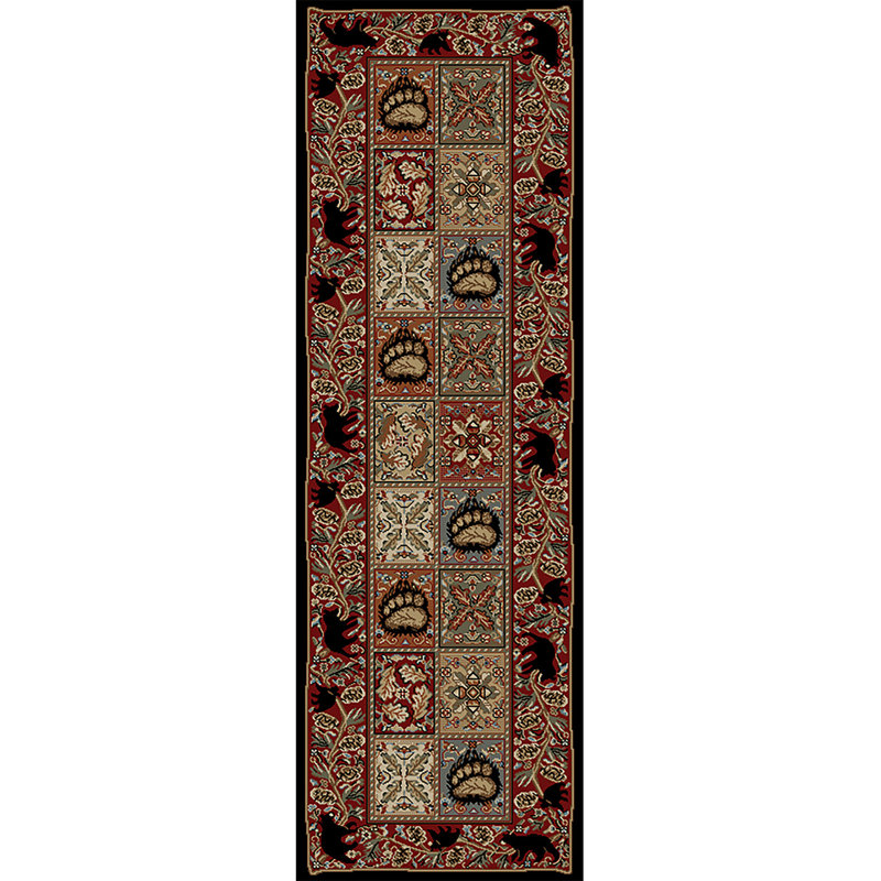 Tapis oriental rouge / noir Seagle, Tapis de couloir 2 pi x 8 pi