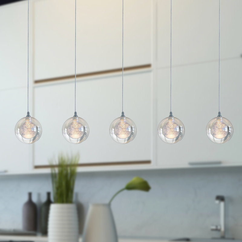 Luminaire suspendu sphère à DEL 5 lumières Riverdale, Chrome