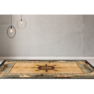 Tapis oriental beige / bleu clair Seagle
