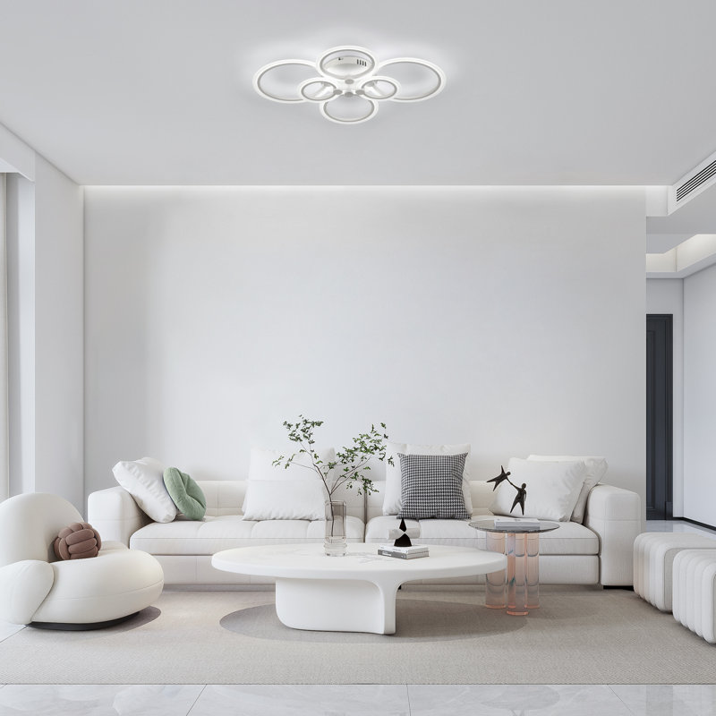 Plafonnier encastré moderne à DEL 6 lumières avec télécommande à intensité variable Deontee pour salon de chambre à coucher