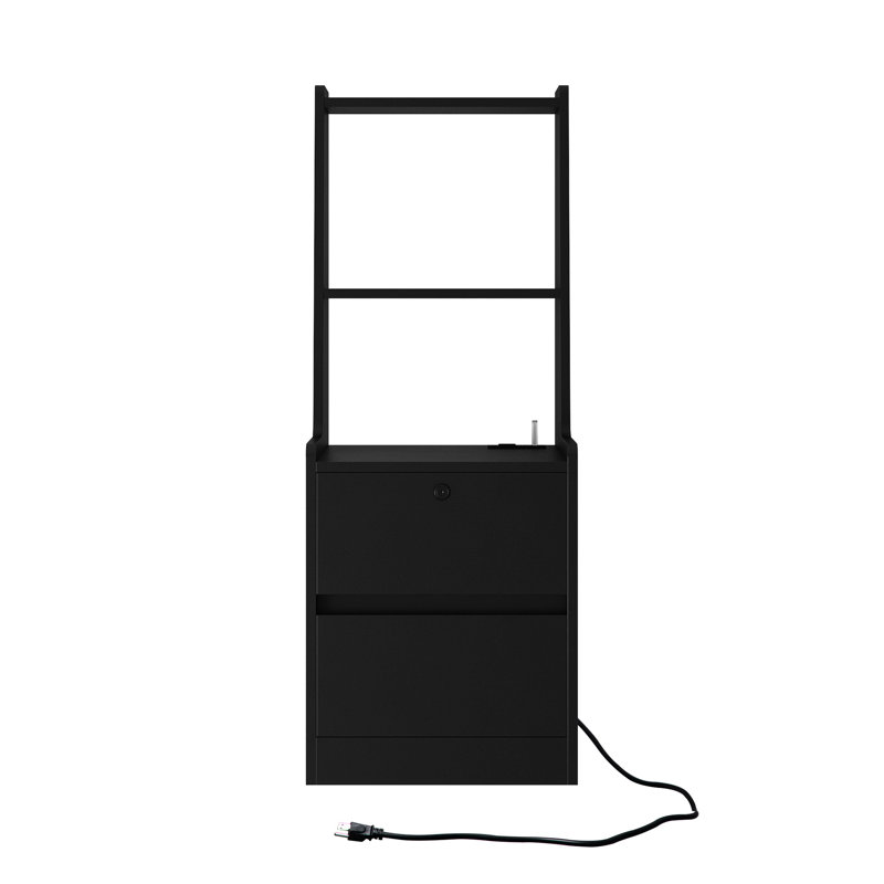 Table de chevet noire avec rangement et: table de chevet élégante pour le chargement en noir, Noir