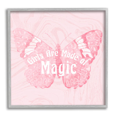 «Girls Are Made Of Magic», art mural en toile à motif de papillon XXL par Daphne Polselli