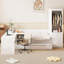 Lit plateforme double en bois avec 6 tiroirs, tablettes, bureau et garde-robe-118097500