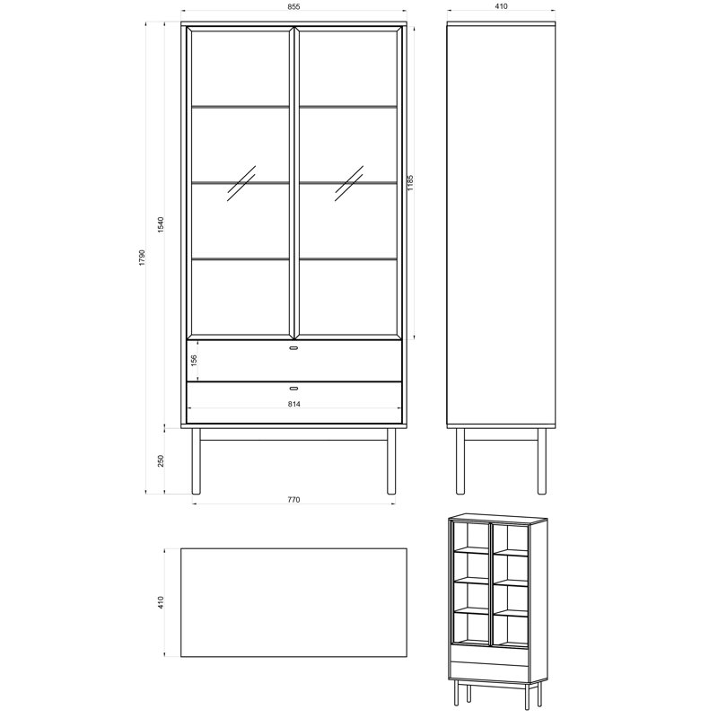 Alyssya Display Cabinet, Black Ash