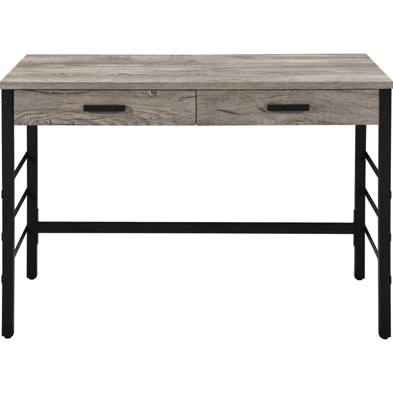 Bureau en chêne vieilli de 42 pouces avec 2 tiroirs et port USB., H 30 po x l 42 po x P 22 po