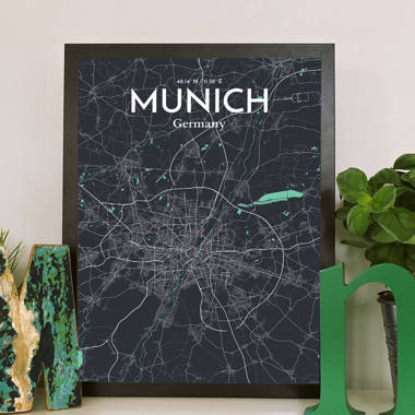 'Munich City Map' Graphic Art Print Poster in Dream