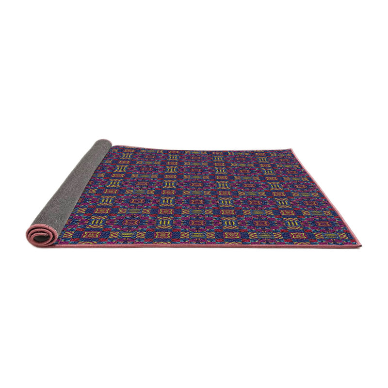 Tapis mauve à motifs/brun/orange Horigan, Rond 4 pi