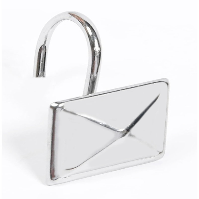 Ensemble de 12 pièces - Anneaux de rideaux de douche rectangulaires robustes en métal antirouille, Nickel satiné