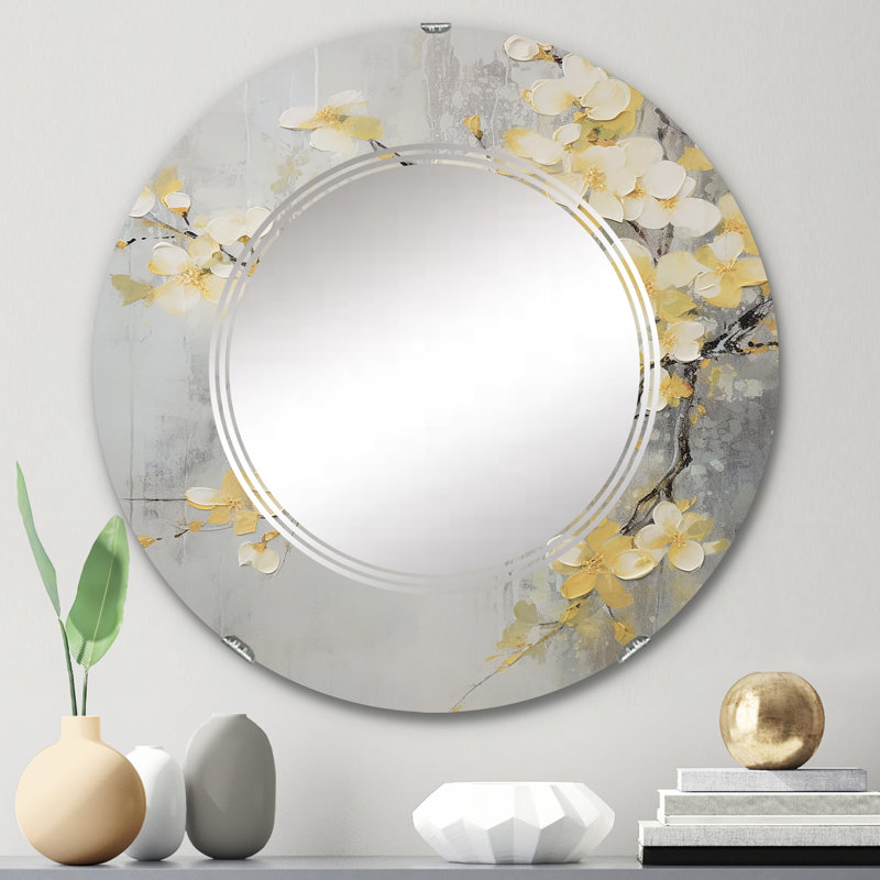 Ferncliffe - Miroir mural floral rond, 24 po x 24 po