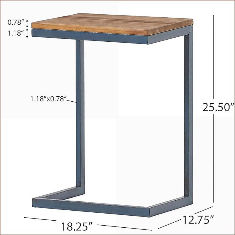 Table basse Antique Firwood avec base en fer noir et bleu - gigogne peu encombrante pour le salon