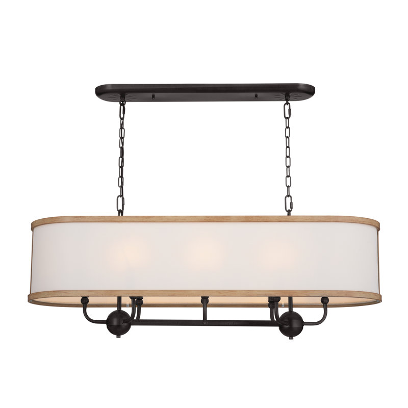 8 - Light Dimmable Linear Chandelier, Anvil Iron
