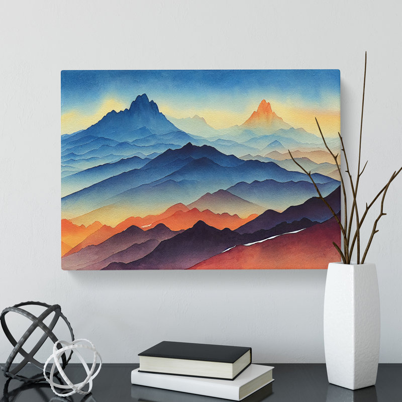 Watercolour Mountain Landscape Vol.5 - Wrapped Canvas, 50cm H x 76cm W x 3cm D