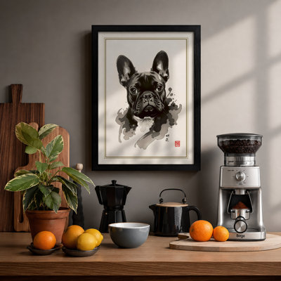 French Bulldog Study Japandi - Framed Print
