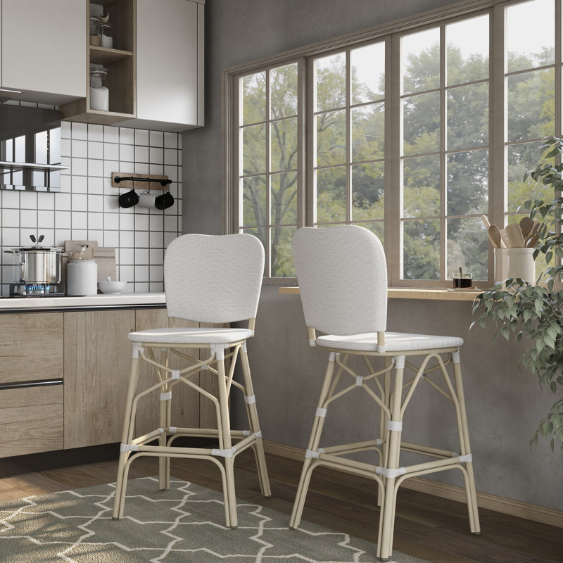 Tabouret de bar 29,75 po Fetzer, Gris / blanc