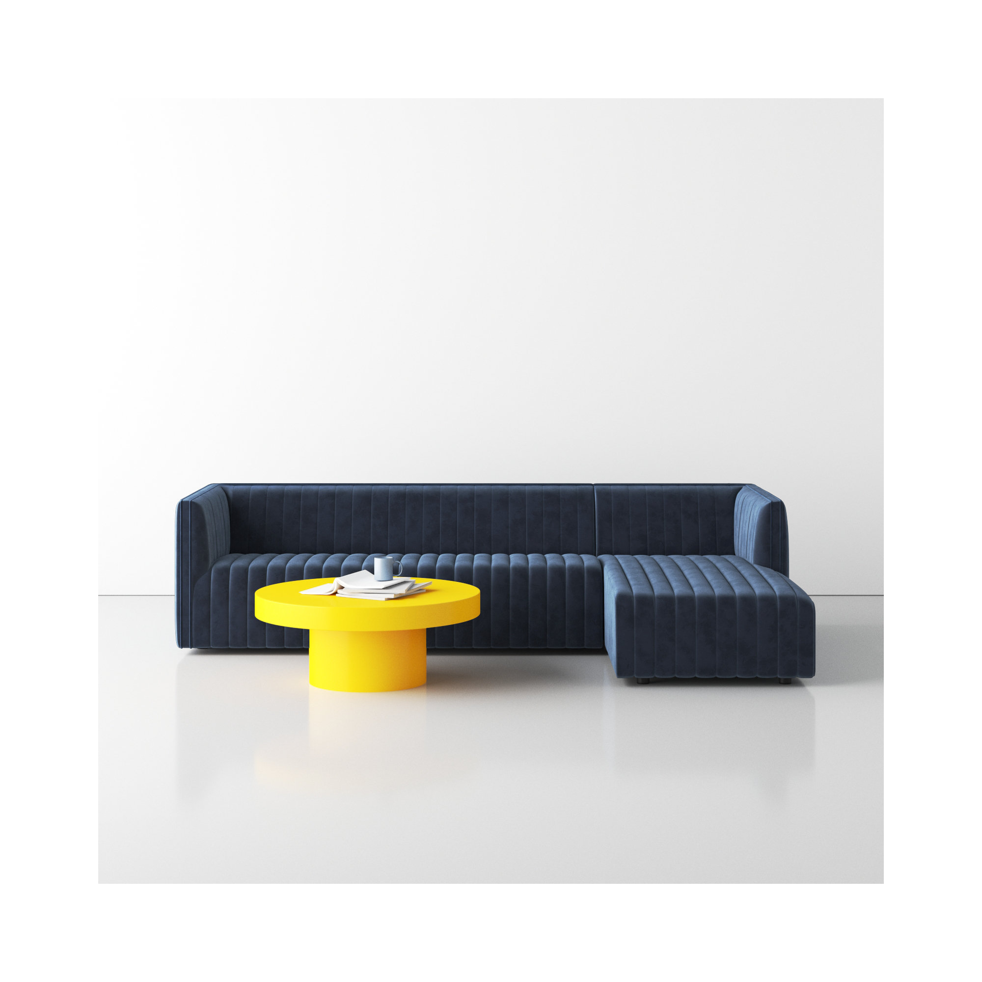 Brandt Upholstered Chaise L-Sectional, Dover Crescent Velvet, 26" H X 105" W X 64" D, Right Hand Facing