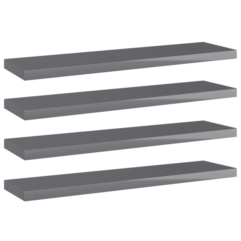 Tablettes flottantes étagères murales, H 0,6 po x l 15,7 po x P 3,9 po, Gris à haute brillance