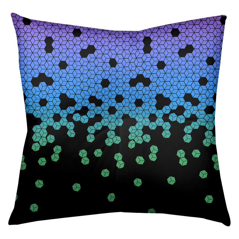 Coussin Katelyn Elizabeth, 26 po x 26 po, Mauve / Bleu / Noir