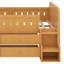 Structure de lit double en bois avec tête de lit à DEL, 4 tiroirs de rangement et échelle, conception peu encombrante pour la chambre à coucher-1372372899